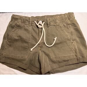 American Eagle  Green Drawstring Shorts Size 6 Stretch Waist Loose Fit Casual